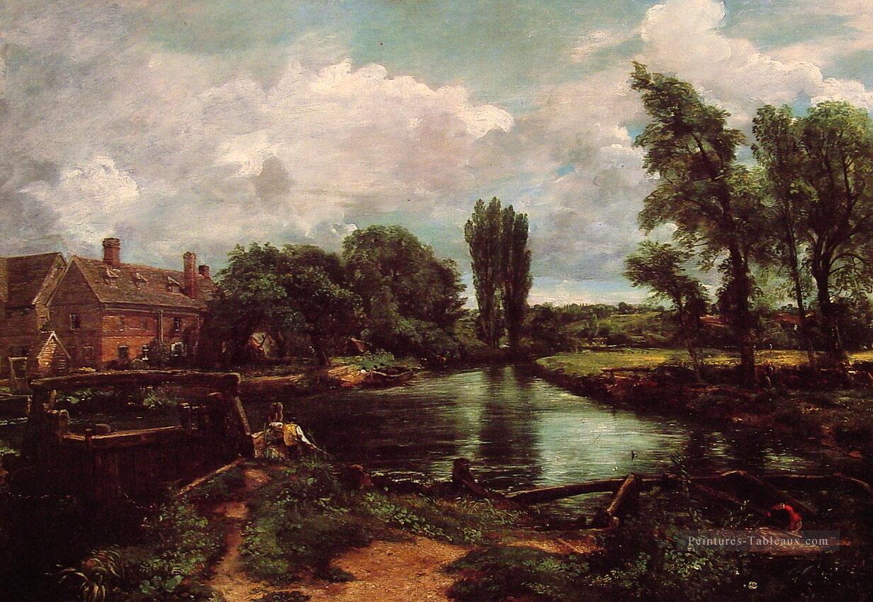 Un paysage romantique de WaterMill John Constable Peintures à l'huile